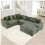 Canapé modulaire surdimensionné surdimensionné en nuage, canapé modulaire convertible, accoudoirs très épais avec repose-pieds, tissu velours côtelé de qualité supérieure, conception ergonomique, assemblage facile, pour la chambre à coucher dans le salon, vert