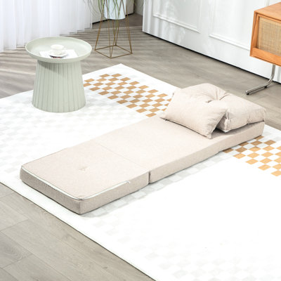 Chaise de salon convertible: rembourrée et pliante avec siège en lin beige réglable
