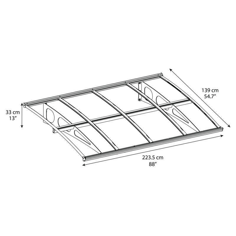 Palram - Canopia Bordeaux 2230 88 in. W x 54.7 in. D Polycarbonate White Convex Stationary Door and Window Awning