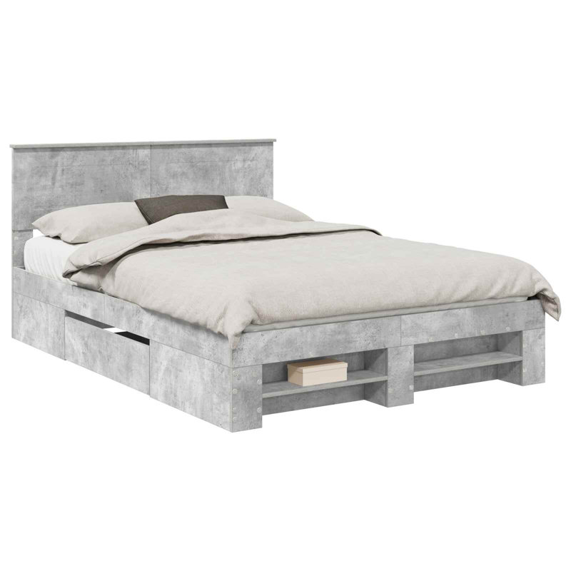 Bed, Concrete Grey, European Kingsize (160 x 200 cm)