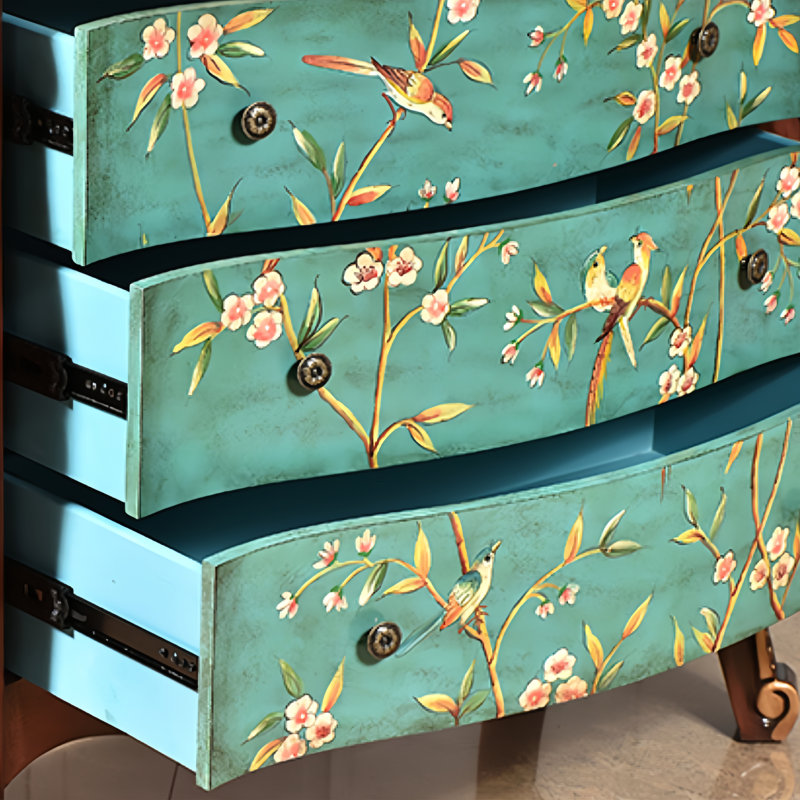Commode d'entrée vintage à trois tiroirs peinte à la main