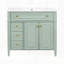 Meuble-lavabo de salle de bain avec lavabo, armoire en bois massif vert, tiroir rabattable, portes à fermeture en douceur, poignées dorées, design moderne