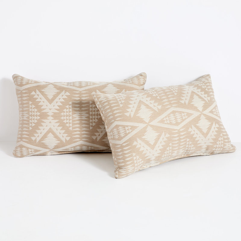 Ensemble de 2 coussins Sunbrella, Ivoire / brun clair géométrique