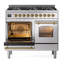 ILVE UPD406NMP Nostalgie II 40 inch Dual Fuel Range with 6 Total Black Brass Burners (Limited Edition)-458233633-458233639