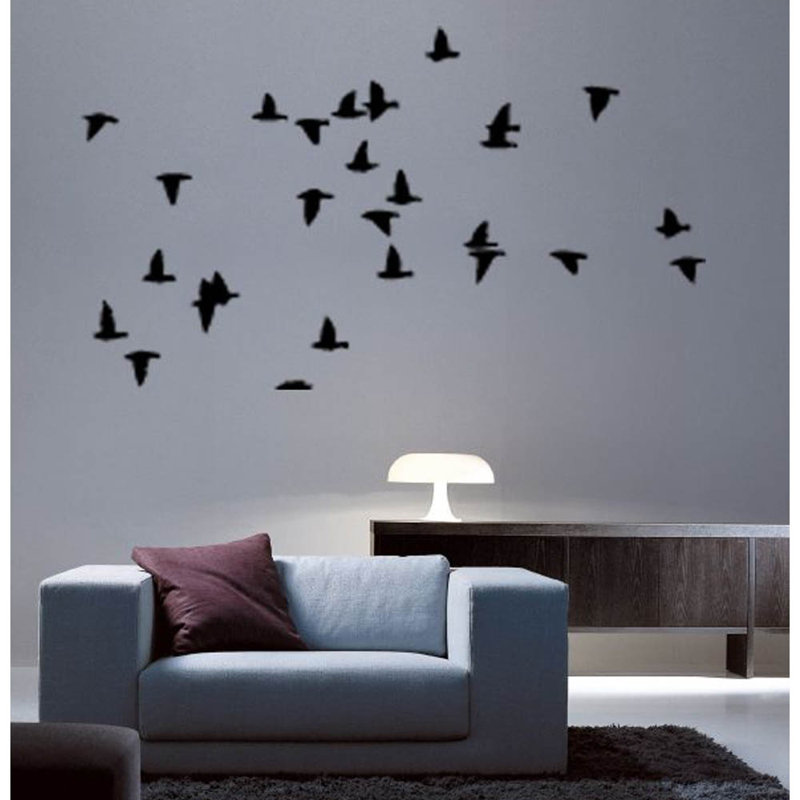 Décalcomanie murale sihouette oiseaux, Noir