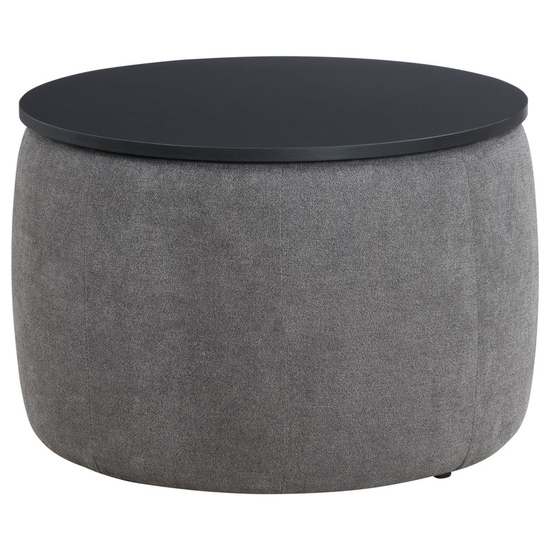 Round Upholstered Lift Top Storage Ottoman