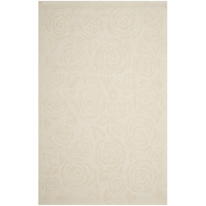 Block Rose Martha Stewart Hand Tufted Wool Floral Rug, Rectangle 5' x 8'