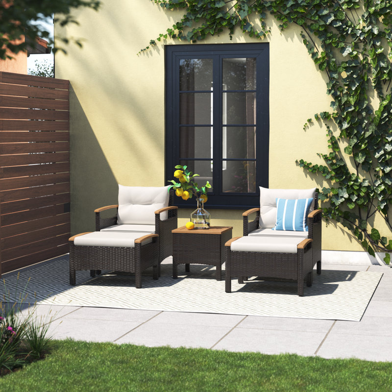 Araylee Acacia Wicker 4 - Person Patio Conversation Set with Cushions