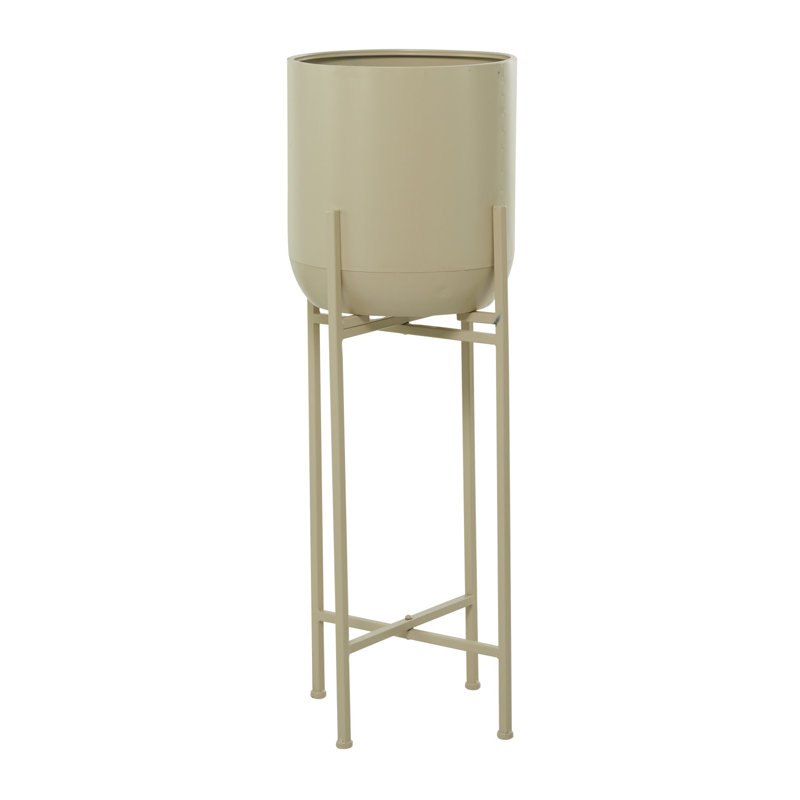 Pot à fleurs moderne en métal, Beige, H 36 po x l 13 po x P 13 po