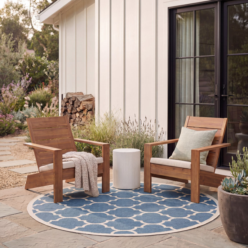 Herefordshire Performance Geometric Indoor/Outdoor Area Rug, Round 5'3"