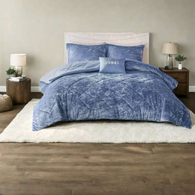 Ensemble de literie grand lit luxueux en polyester bleu pour le confort de la maison