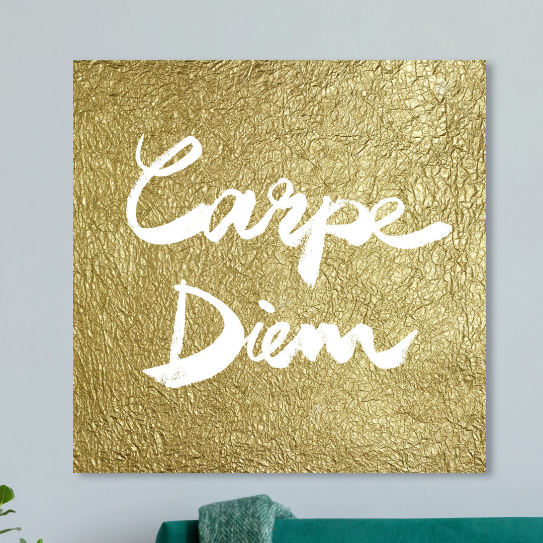 'Carpe Diem Gold' Typography on Wrapped Canvas