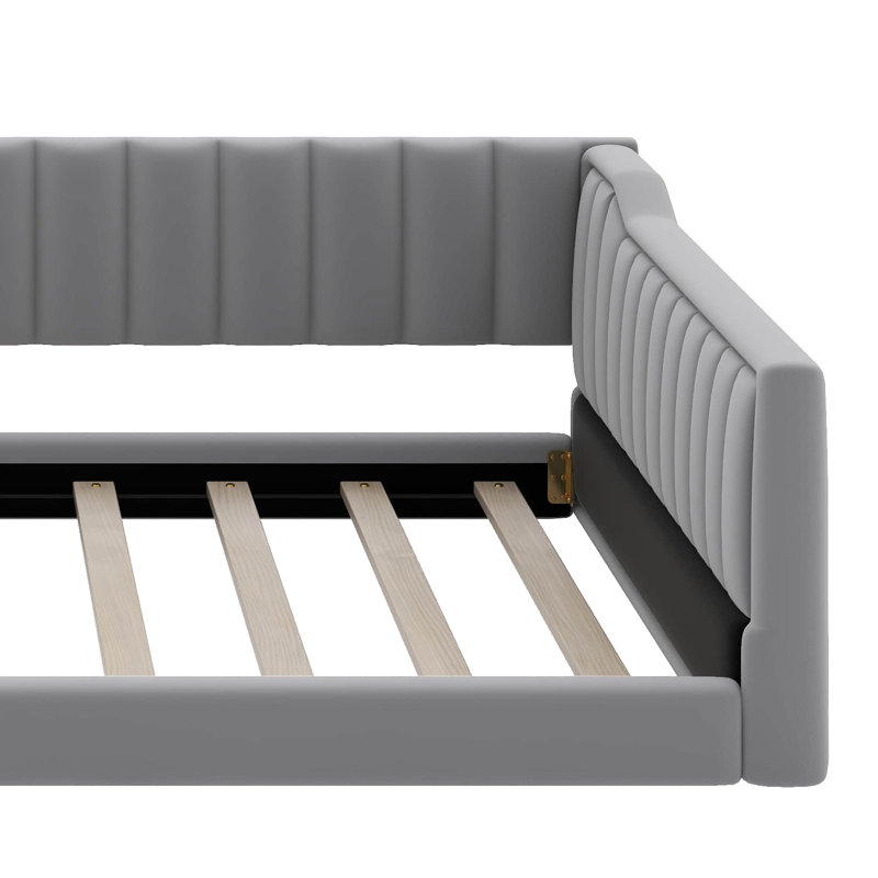 Upholstery Daybed With Side Storage Pocket, Full XL, Gray