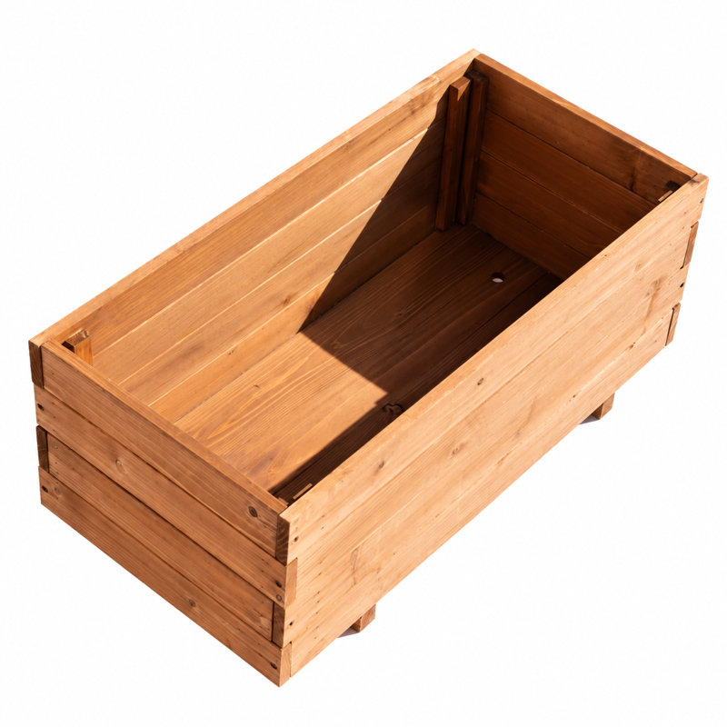 Handmade Wood Planter Box, Brown, 32cm H x 80cm W x 39.9cm D