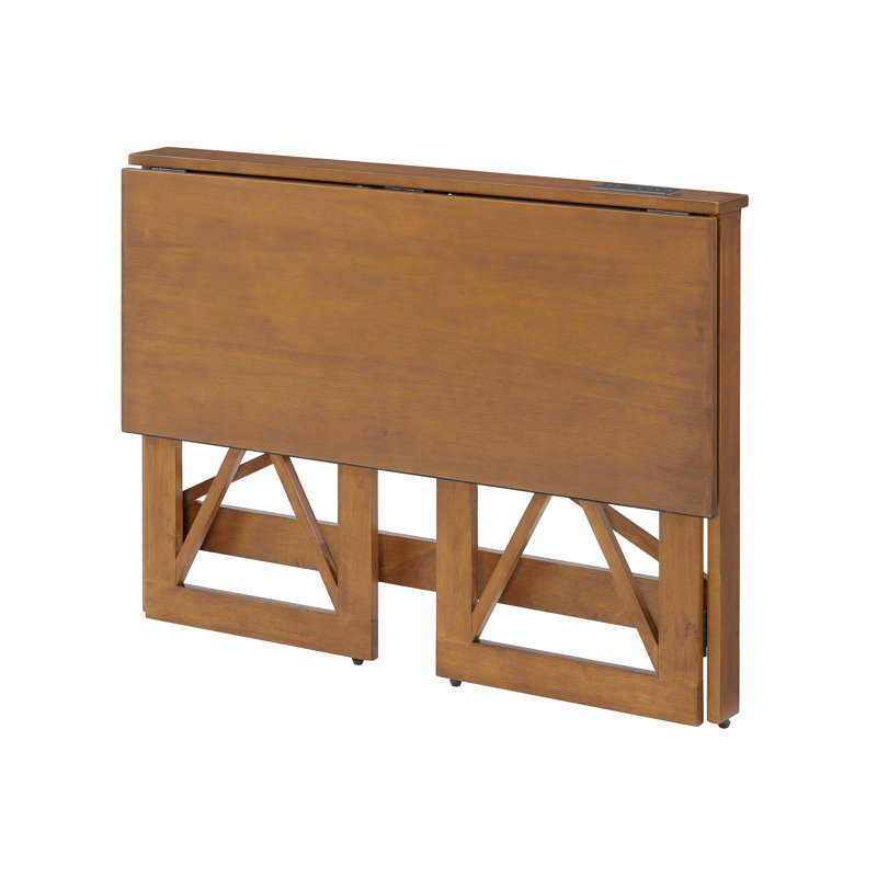 Stakmore Folding Wood/steel Desk With Power Block, Frame, Walnut