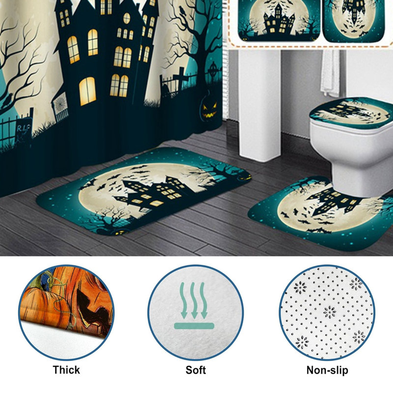 Ensemble de rideau de douche en molleton 4 pièces Coral