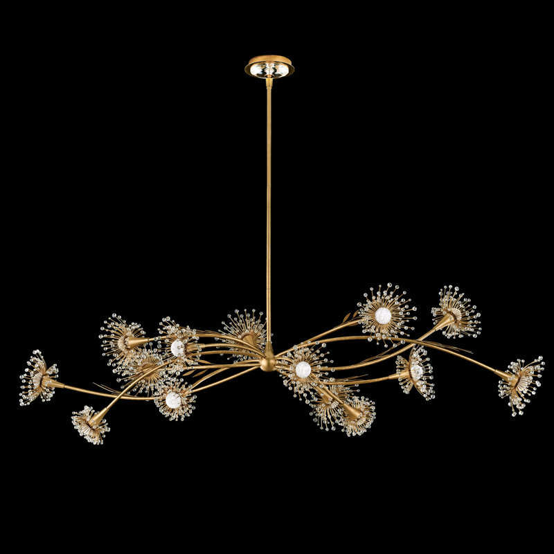 Coquette 14 Light Crystal LED Linear Pendant, Heirloom Gold