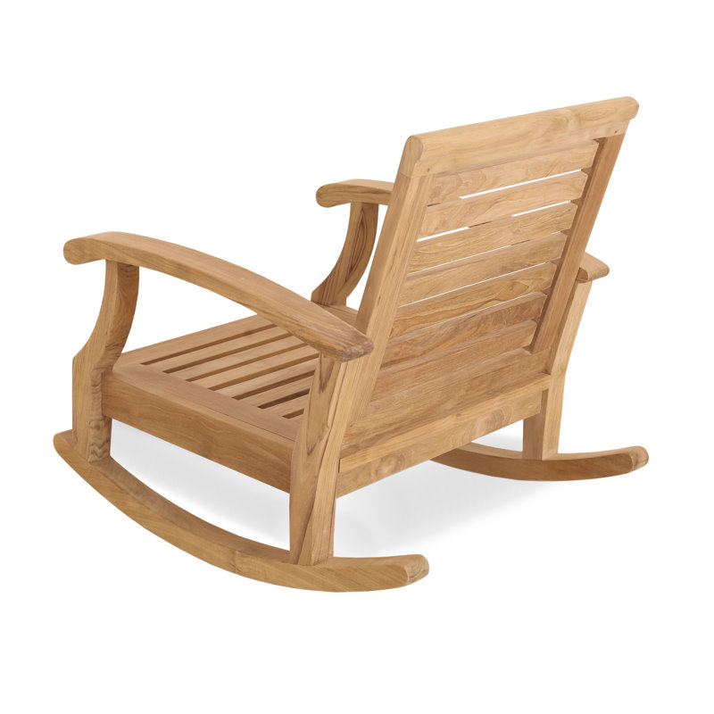 Chaise berçante d'extérieur en teck Cayman, Toile bleu marine Sunbrella®