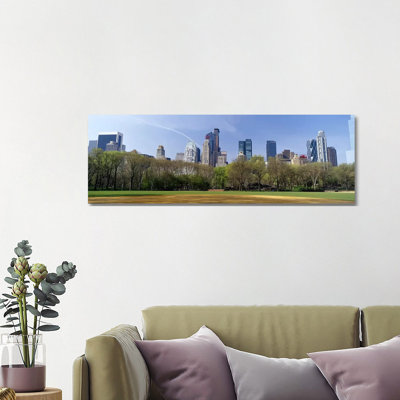 High-Angle View Of Architecture Along Central Park South, Midtown, Manhattan, New York City, New York, USA - Wrapped Canvas Panoramic Print