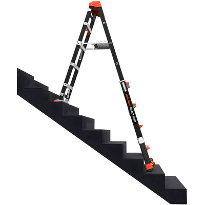 Fibreglass Stepladder - Multi-Position Ladder Converts To Stepladder & Staircase Configurations, 375 Lbs Weight Capacity, Osha & Ansi Compliant, Lightweight With Tip & Glide Wheels
