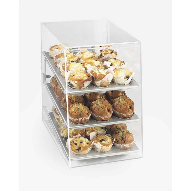 Clear Acrylic 3-Tier Countertop Display Case with Rear Door