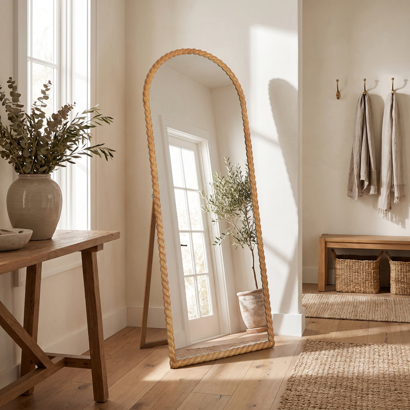 Miroir mural en bois sculpté, 65 po x 25 po, Arche