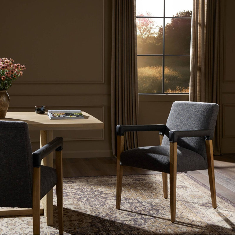 Reuben Upholstered Arm Chair, Linen Thames Ash