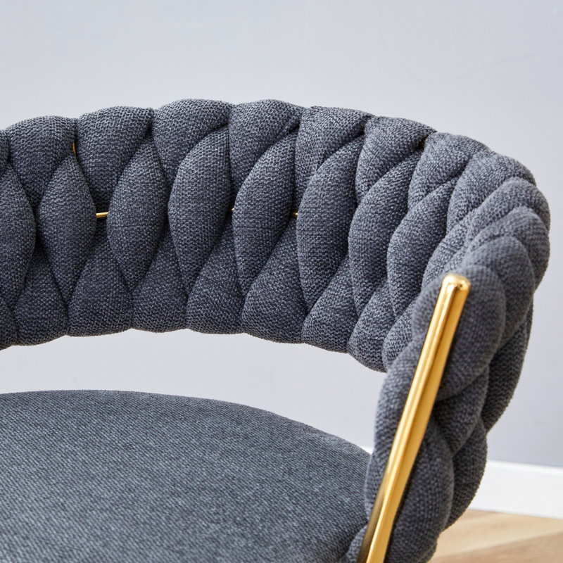 Two-Piece Rotating Swivel Chair Only Chairs, Not Including Tables, Dark Gray Seat/ Gold Frame