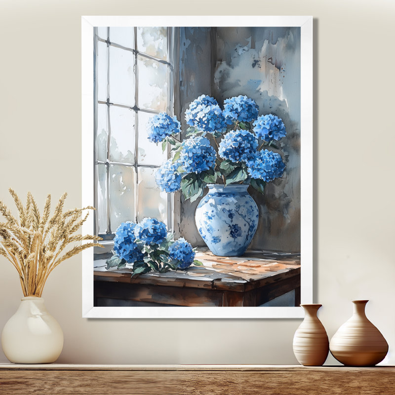 Hermon - salon d'art mural floral, H 20 po x l 12 po, Picture Framed, Blanc