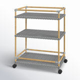 Tobias Outdoor 3- Tier Rattan and Metal Bar Cart