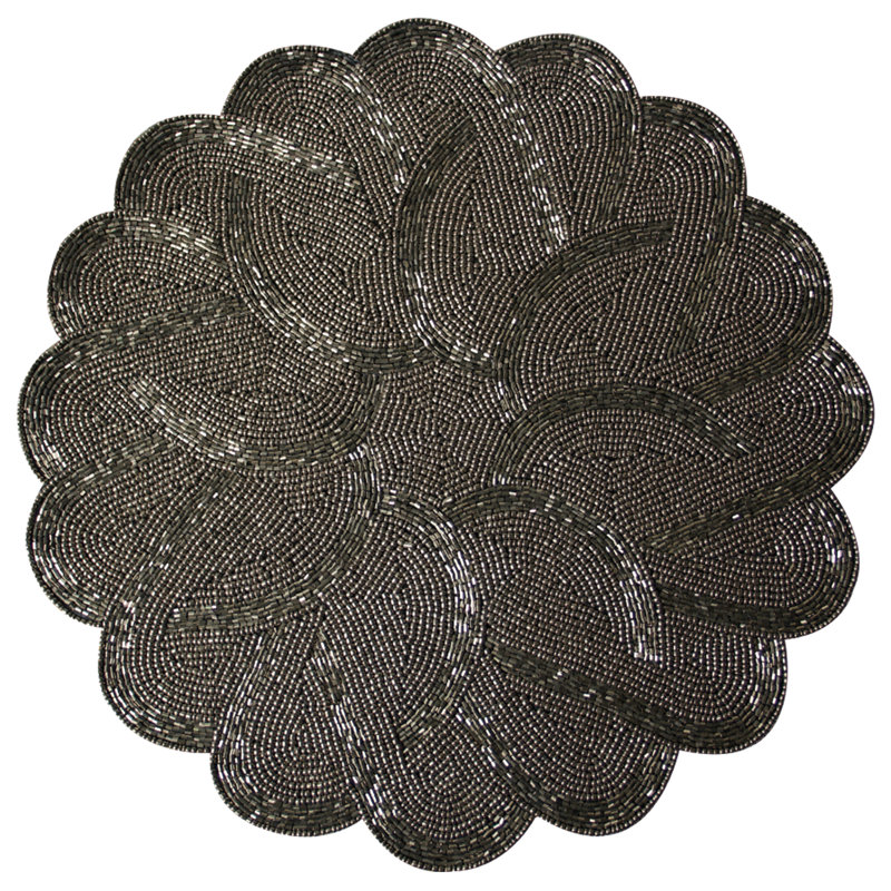 Ensemble de 2 napperons en polyester argenté brodé en polyester pour décorations de Noël