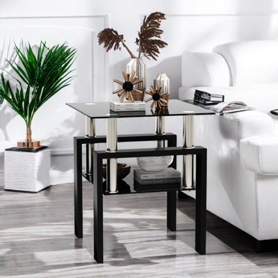 Kasie Glass Top End Table