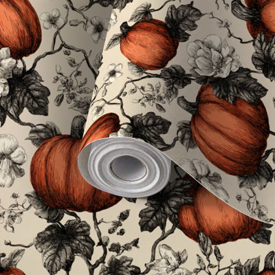 Peel and Stick Wallpaper Contact Paper Rustic Fall Gourds Vines Oak Self Adhesive and Removable 24in x 118in(60x300cm)