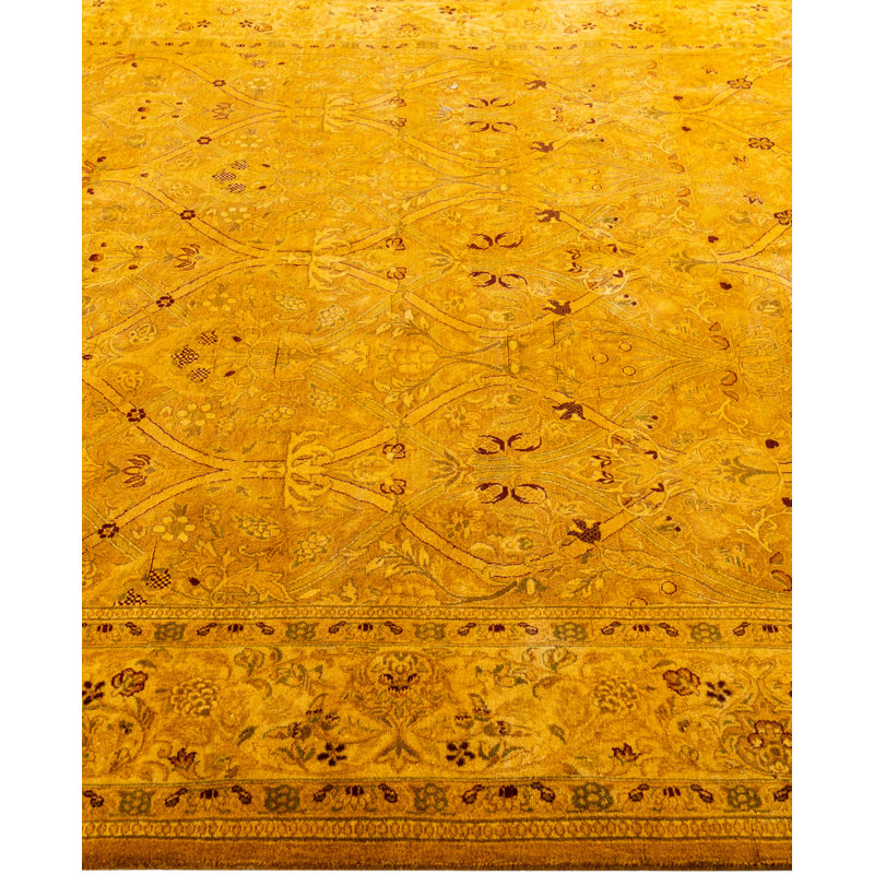 Overdyed Hand-Knotted Wool Modern-Contemporary Gold Area Rug 6' 0" x 8' 6"