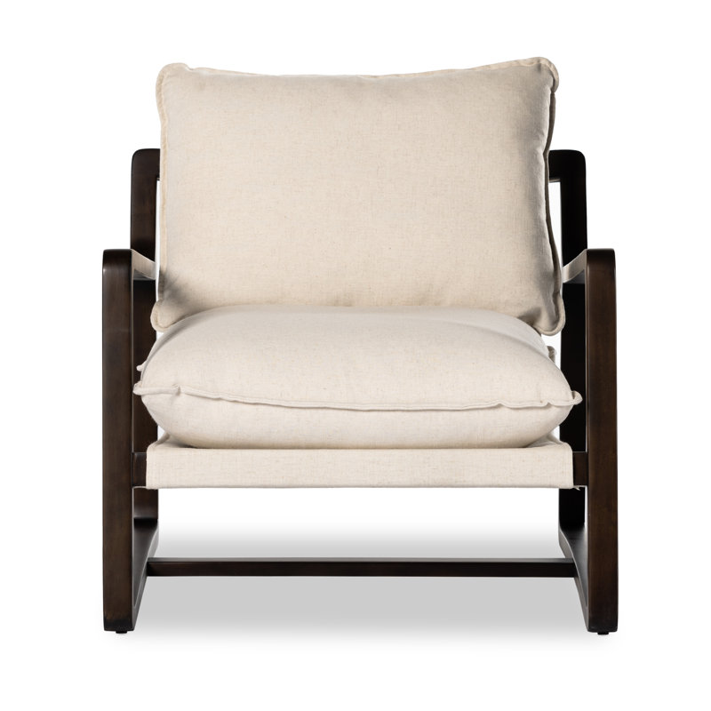 Goldberg Wooden Frame Armchair, Thames Cream Performance Weave, Burnt Parawood