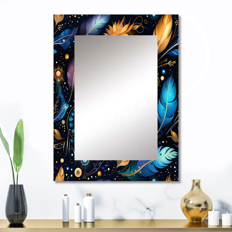 Pratiksha - Blue Bohemian Wall Mirror, 32 po x 24 po