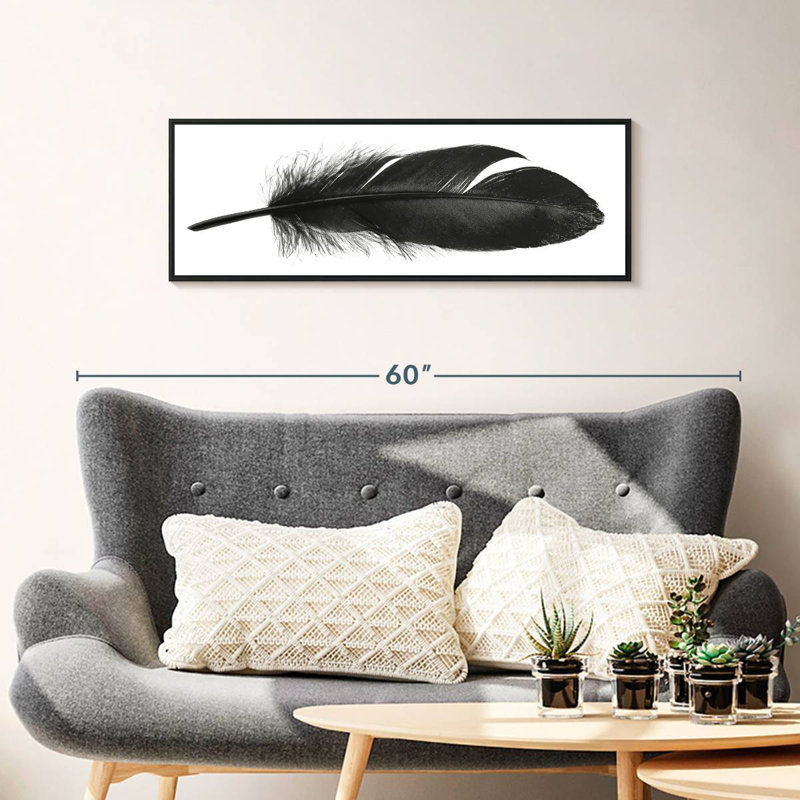 Plume foncée, 37 po x 13 po, Cadre flottant noir