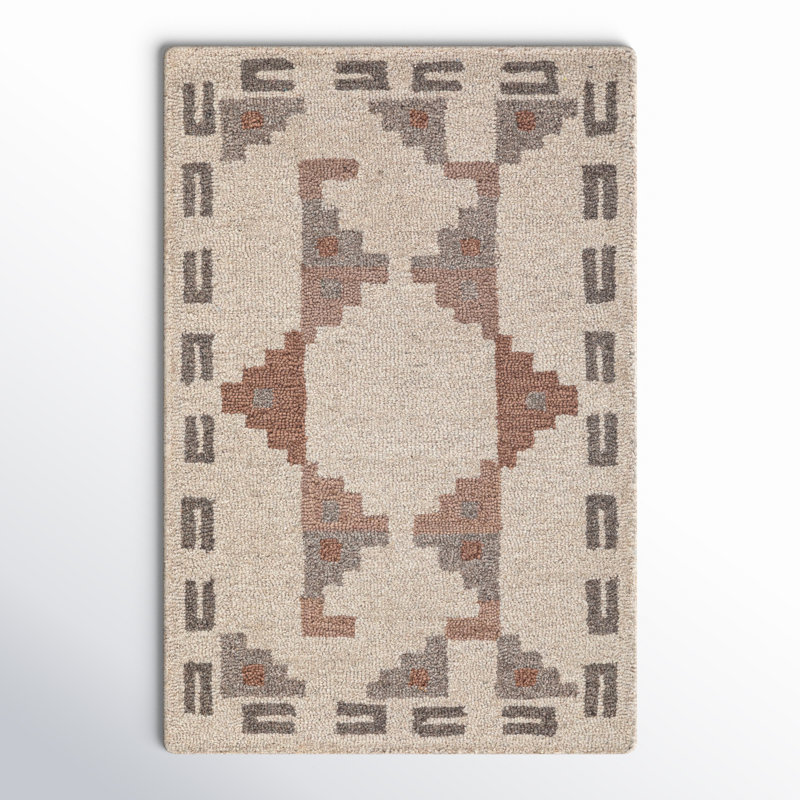 Elsey Hand Tufted Wool Geometric Indoor Rug, Rectangle 2' x 3'
