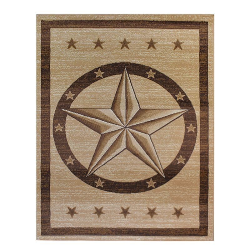 Tapis Aaleeyah Western | Design médaillon étoile solitaire | Polypropylène | Tapis décoratif d'intérieur, Beige