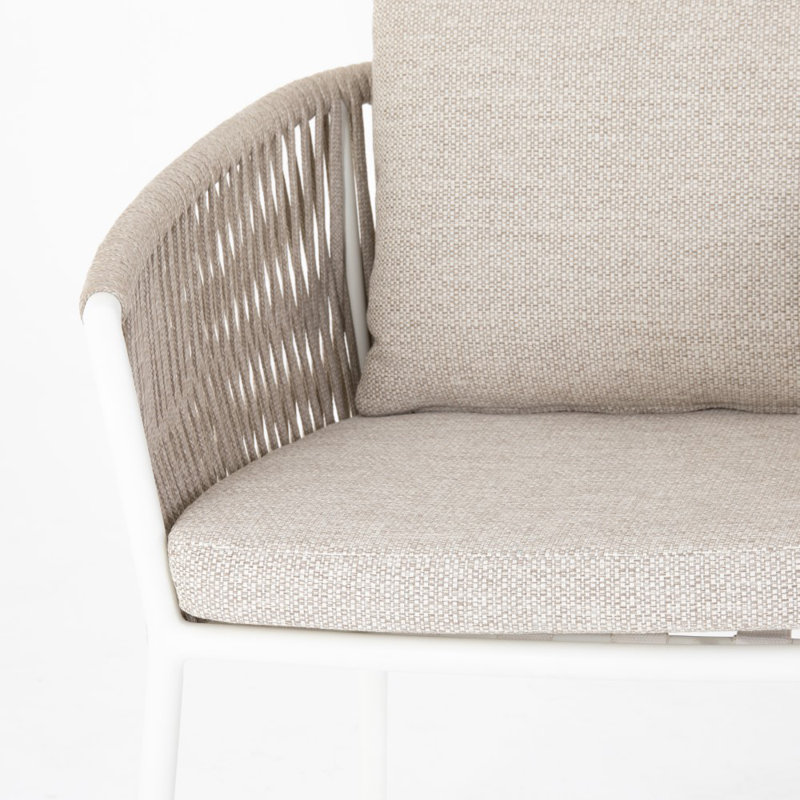 Chaise de patio avec coussin, Sable faye, Blanc