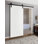 Porte de grange robuste avec quincaillerie | Planum 0010 chocolat cendré | Ensemble de cintres lourds 6,6 pi | Portes intérieures modernes à panneau solide - 42 po x 80 po - Rail noir