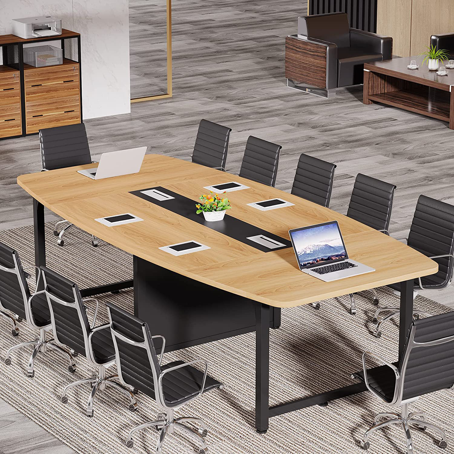 Inbox Zero 8FT Conference Table 94.5L X 47.2W Inch Large Meeting Table ...