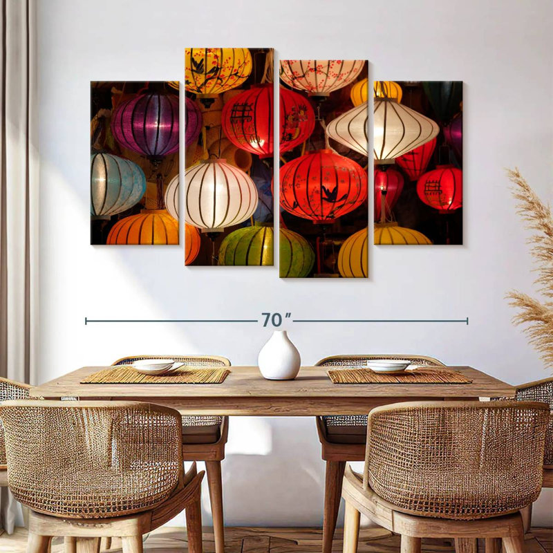 Kerner Colorful Silk Lanterns, 42" H x 68" W