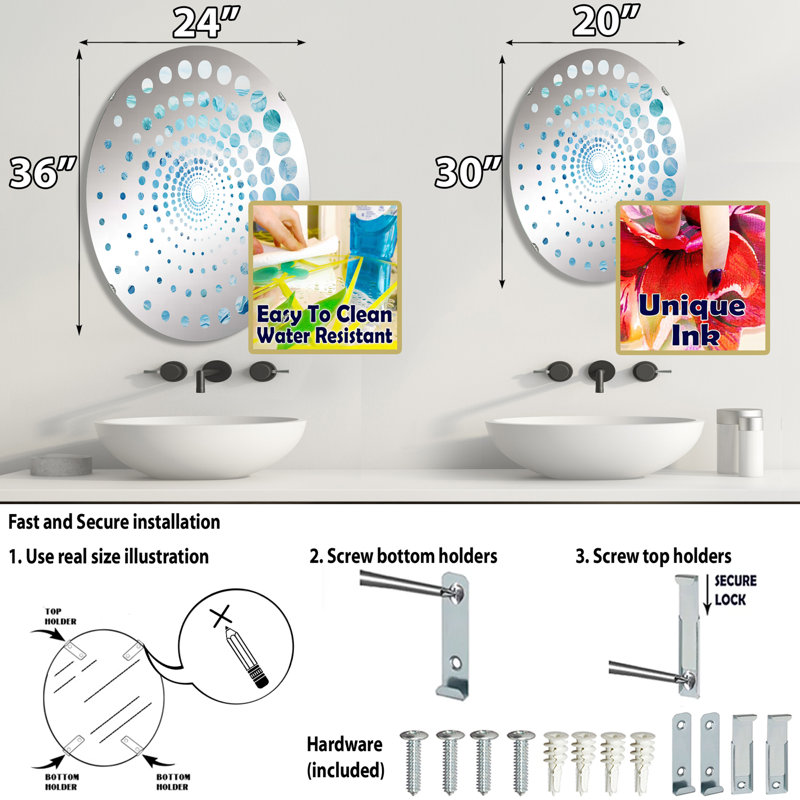 Miroir décoratif à pointes spirales Ocean Charm IV - MIR117228-Ovale, L 20 po x H 30 po