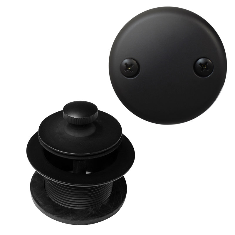 1-1/2" Coarse Thread Twist & Close Bathtub Drain Trim with Two-Hole Overflow, Matte Black