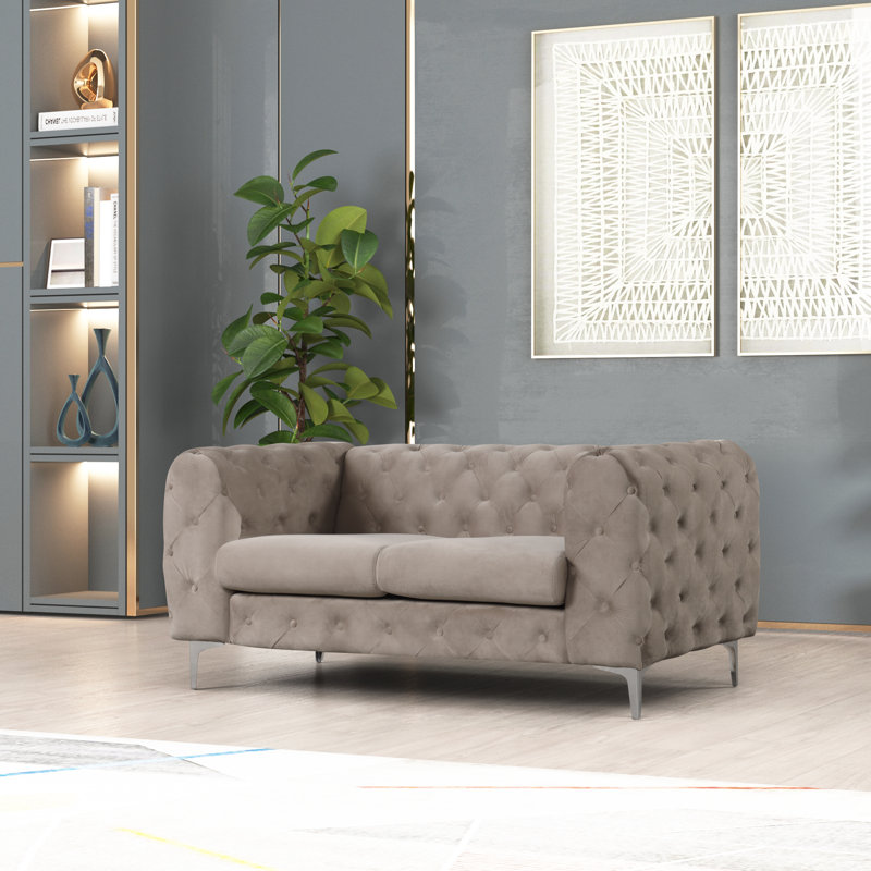 Godeus 63'' Velvet Loveseat, Caffe Latte Velvet