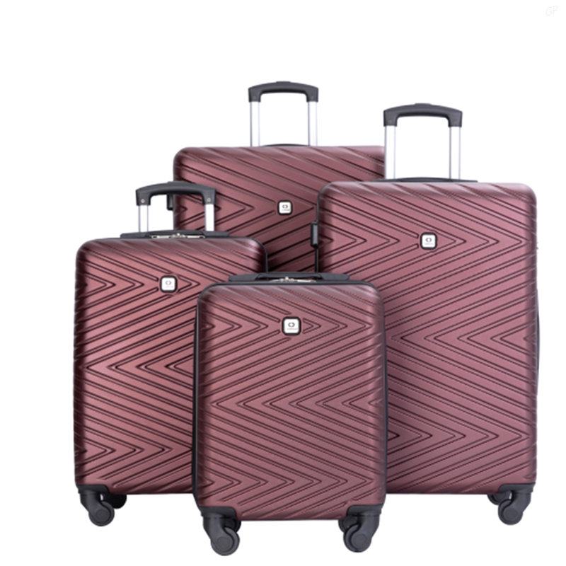 bagages 4 pièces valise légère en ABS avec roues rotatives, 24 pouces et 28 pouces avec verrou TSA, (16/20/24/28) rouge vin