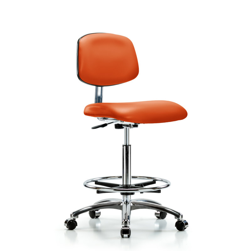 Iyana Vinyl Drafting Chair, Casters, Orange