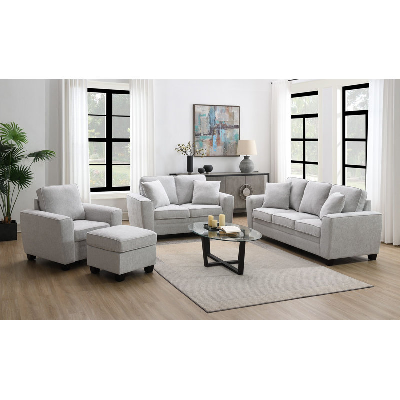 Repose-pieds 34 po Darley, chenille gris doux