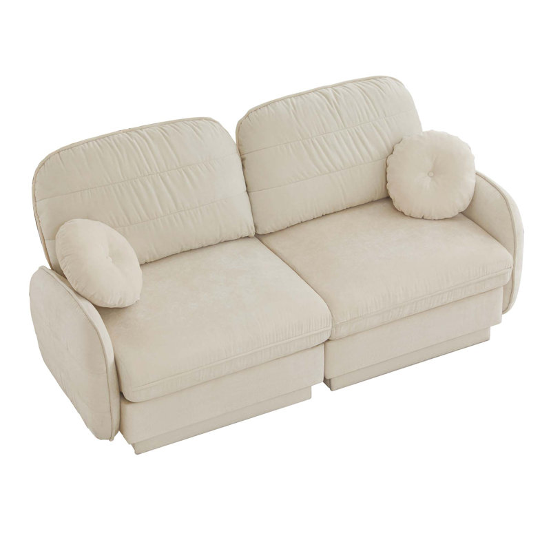 Canapé en chenille avec siège profond et conception modulaire, Beige crème